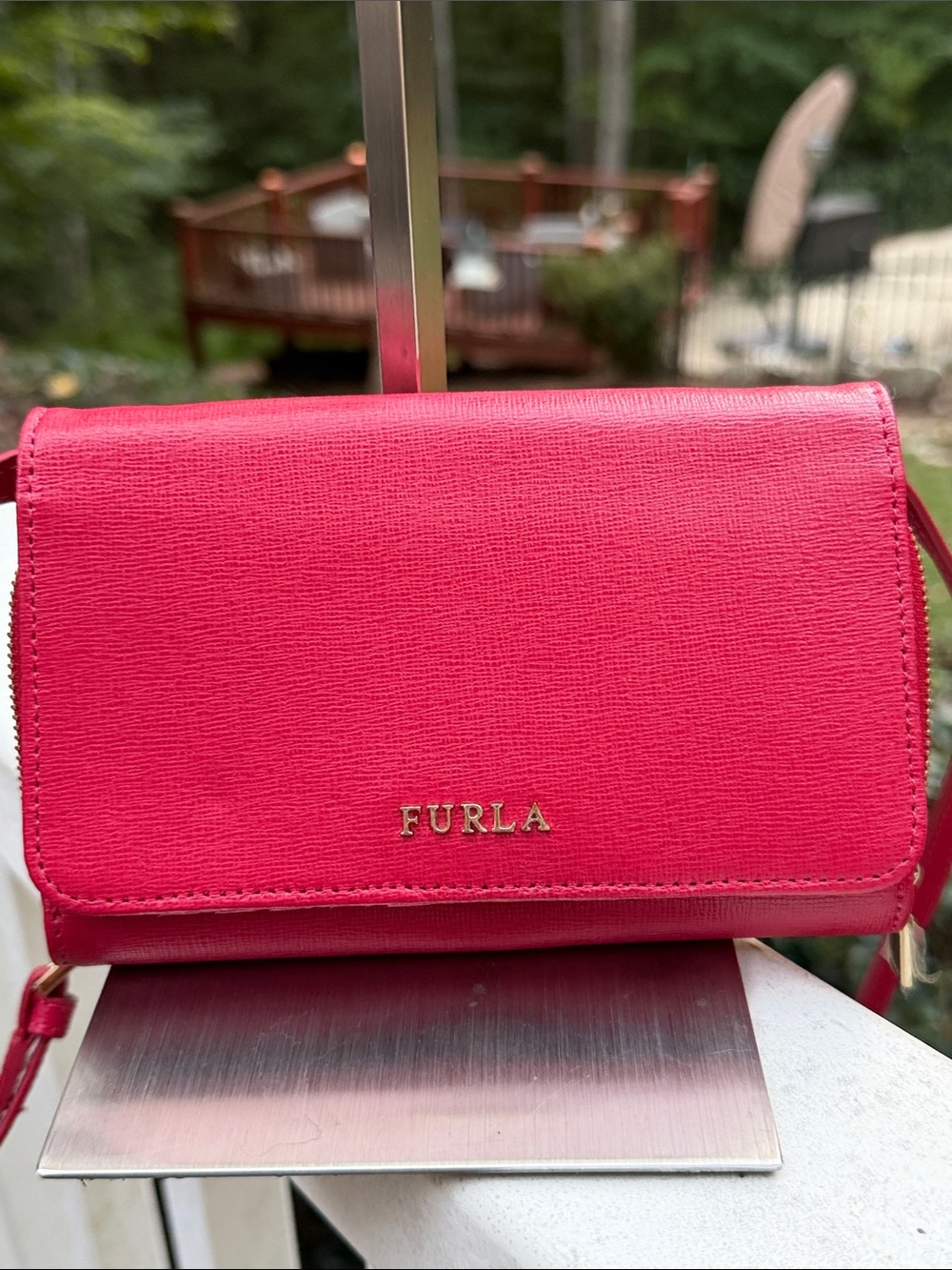 Furla Hot Pink Leather Crossbody Bag